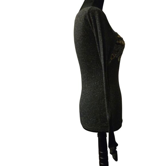 VTG Daytrip XS Long Sleeve Linen Blend Knit Sequined Whimsigoth Y2K 90'S - Picture 3 of 8